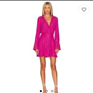 REVOLVE x FREE PEOPLE Everly Shirt Dress Pockets Pink Phenom Sz S